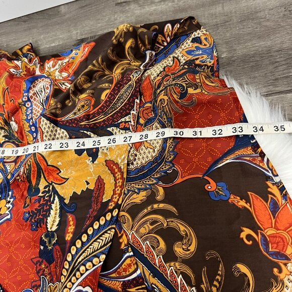 Chicos Silky Long Sleeve Printed Tunic Lace Up Asymmetrical Top Womens 2 Large - Picture 9 of 10